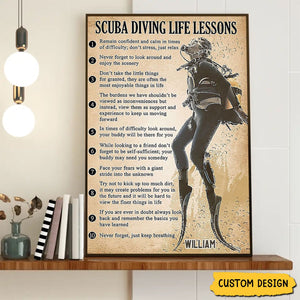 Personalized Scuba Diving Life Lessons Poster-Gift For Diving Lovers