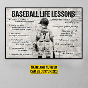 Personalized Baseball Life Lessons Boy Poster-Gift For Baseball Lovers