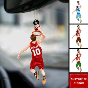 Personalized Basketball Player Jumping Dunking Car Ornament-Gifts For Basketball Lovers