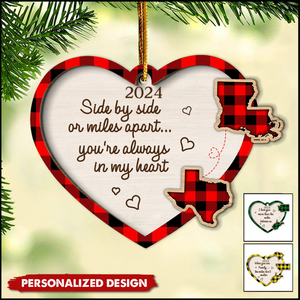 2024 New Release Miles Apart ... You're Always In My Heart State Map-Personalized Wooden Ornament