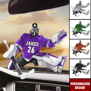 Personalized Hockey Player Acrylic Car Ornament - Gift For Hockey Lovers