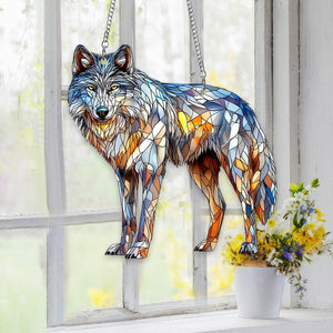 Wolf Acrylic Window Suncatcher - Gift For Wolf Lovers