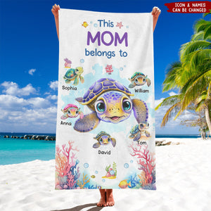 This Grandma Belongs To Turtle - Personalized Beach Towel, Gift for Grandmas Moms Aunties