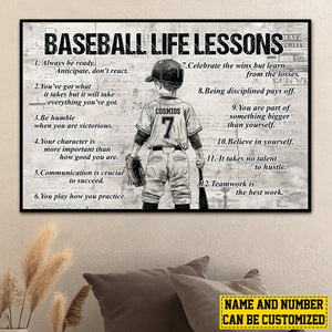 Personalized Baseball Life Lessons Boy Poster-Gift For Baseball Lovers