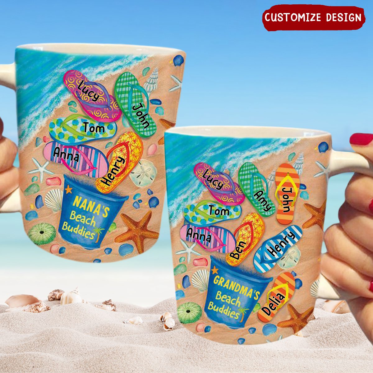 Grandma's Beach Buddies Summer Flip Flop - Personalized Mug
