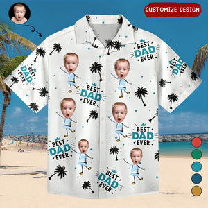 Custom Photo Best Dad Ever Coconut Palm - Personalized Hawaiian Shirt