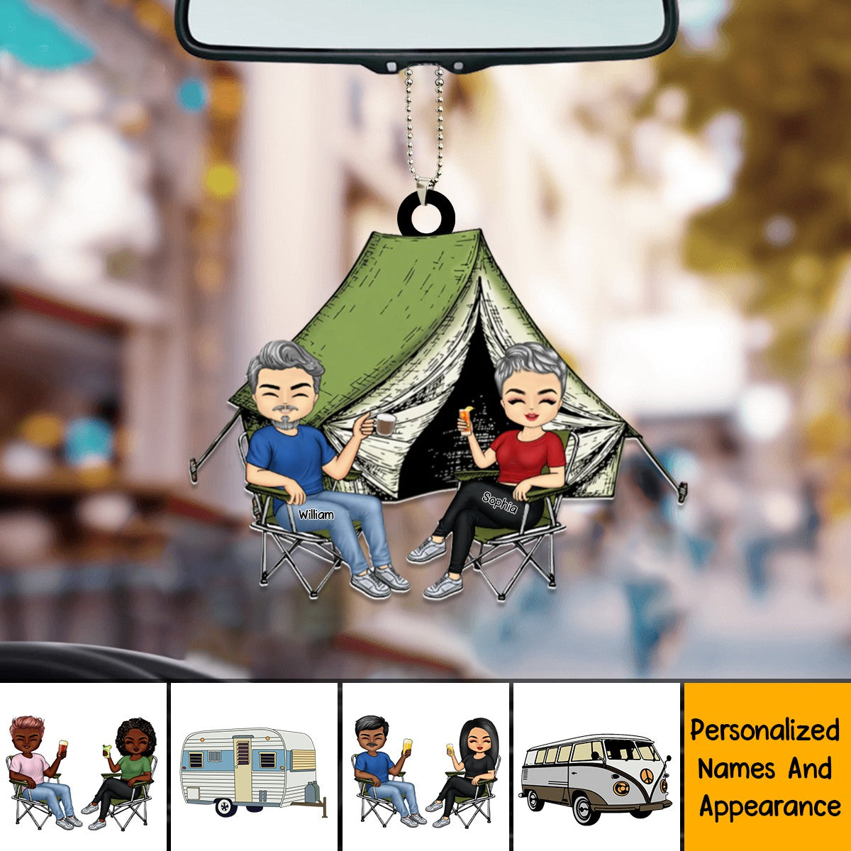 Drive Slow Drunk Campers Matter Husband Wife Camping Couple - Personalized Car Ornament