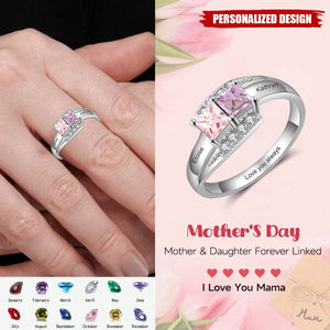 Personalized Mother's Ring With Birthstones And Names-Gift For Mom/Grandma