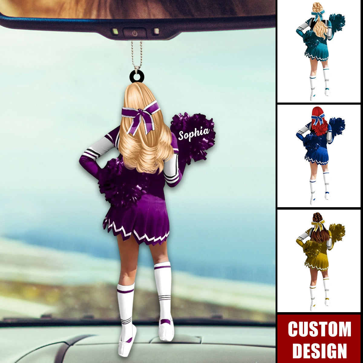 Personalized Cheerleading Pom pom Girl Car Ornament-Gift For Cheerleading Lovers