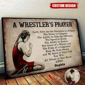 A Wrester's Prayer-Personalized Wrestling Poster-Gift For Husband,Boyfriend,Son