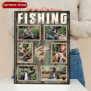 Personalized Fishing Photo Collage Poster, Gift For Fishing Lovers