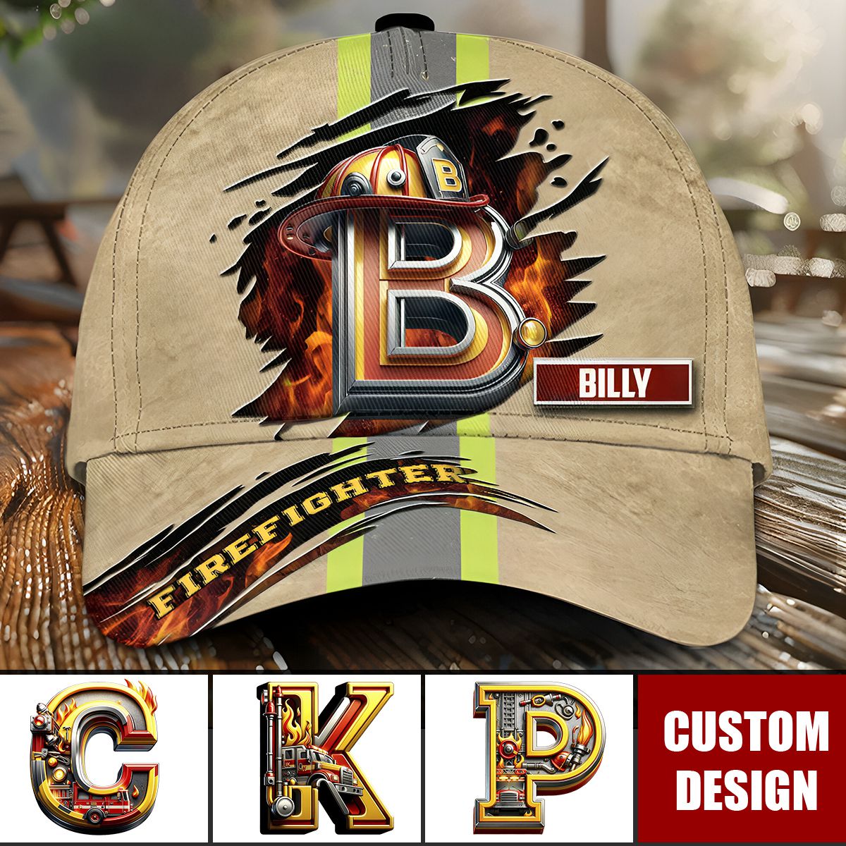 Personalized Firefighter With Alphabet Classic Cap - Gift For Firefighters