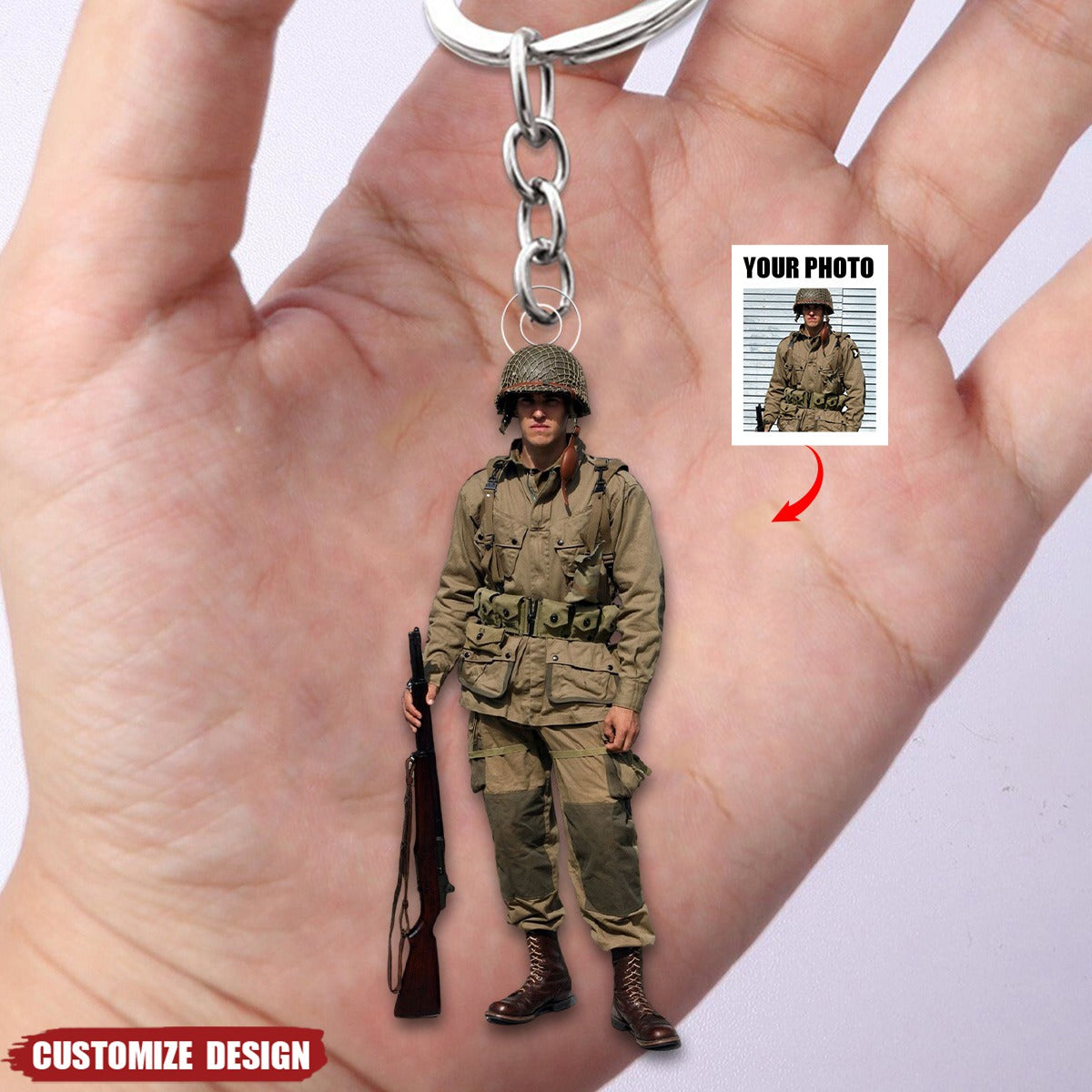 Personalized Upload Photo Keychain - Gift For Military