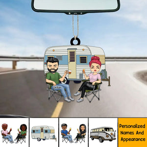 Drive Slow Drunk Campers Matter Husband Wife Camping Couple - Personalized Car Ornament