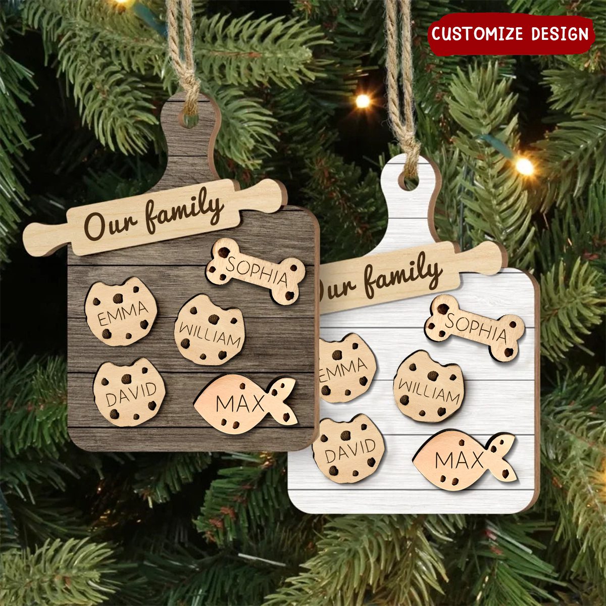 2024 New Release - Family Cookie Personalized 2-Layered Wooden Ornament