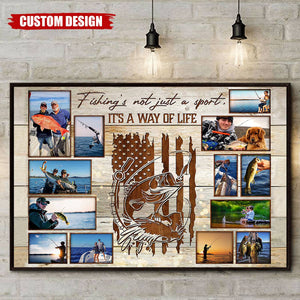 Personalized Fishing Photo Collage Poster, Gift For Fishing Lovers