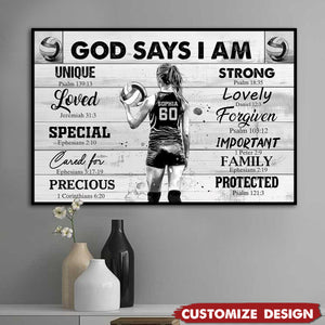 God Says I Am-Personalized Volleyball Girl Poster-Gift For Volleyball Lovers