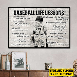 Personalized Baseball Life Lessons Boy Poster-Gift For Baseball Lovers