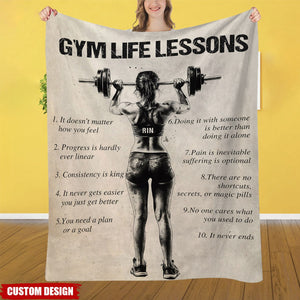 Gym Life Lessons-Personalized Gym Girl Blanket-Gift For Gym Lovers