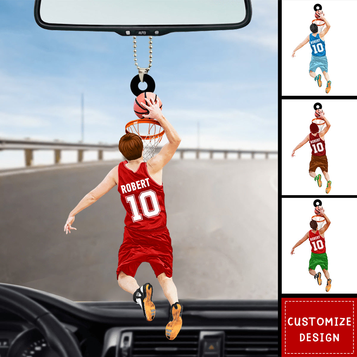 Personalized Basketball Player Jumping Dunking Car Ornament-Gifts For Basketball Lovers