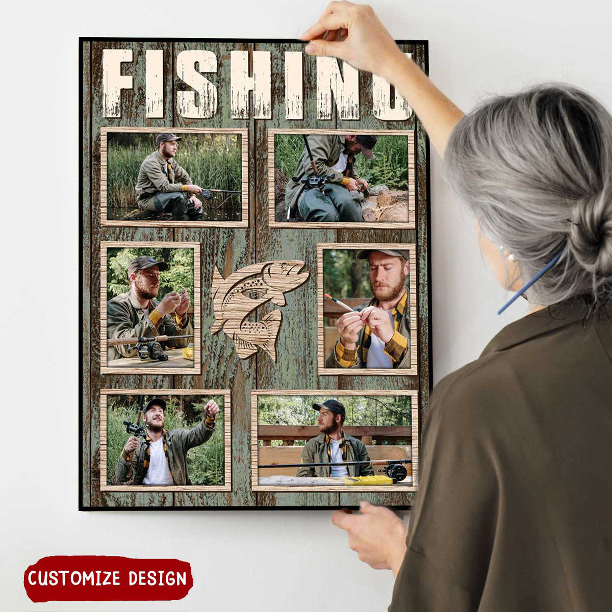 Personalized Fishing Photo Collage Poster, Gift For Fishing Lovers