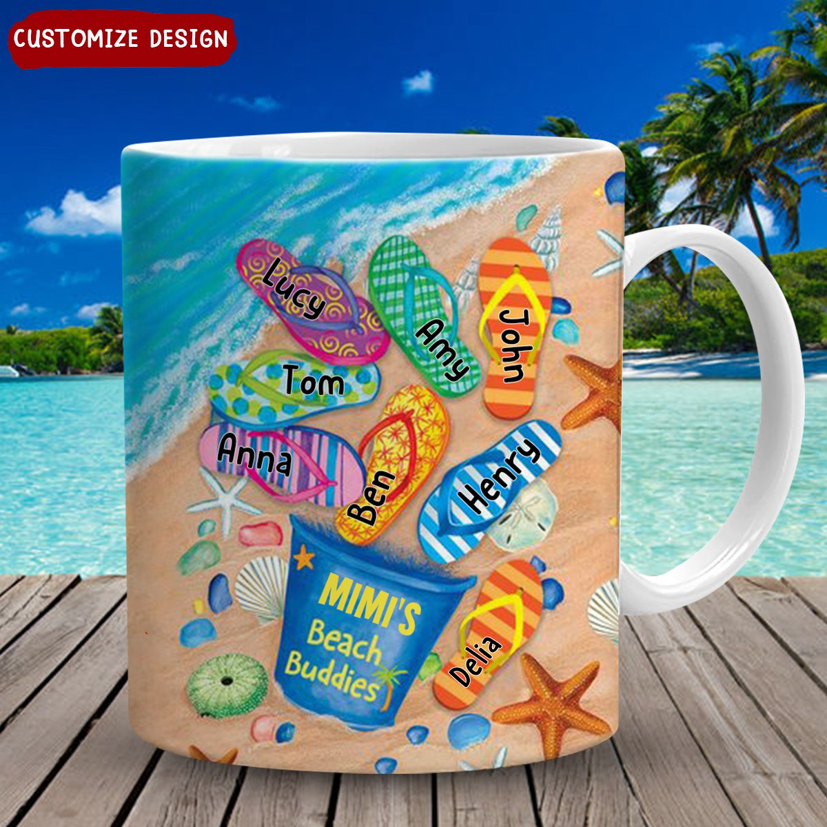 Grandma's Beach Buddies Summer Flip Flop - Personalized Mug