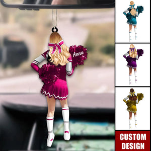 Personalized Cheerleading Pom pom Girl Car Ornament-Gift For Cheerleading Lovers