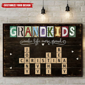 Personalized Grandkids Names Scrabble Gift For Grandparents Poster