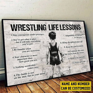 Personalized Wrestling Boy Life Lessons Poster - Gift For Young Wrestling Fans