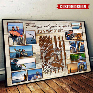 Personalized Fishing Photo Collage Poster, Gift For Fishing Lovers