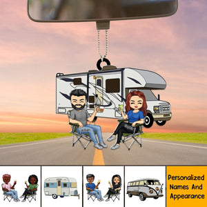 Drive Slow Drunk Campers Matter Husband Wife Camping Couple - Personalized Car Ornament