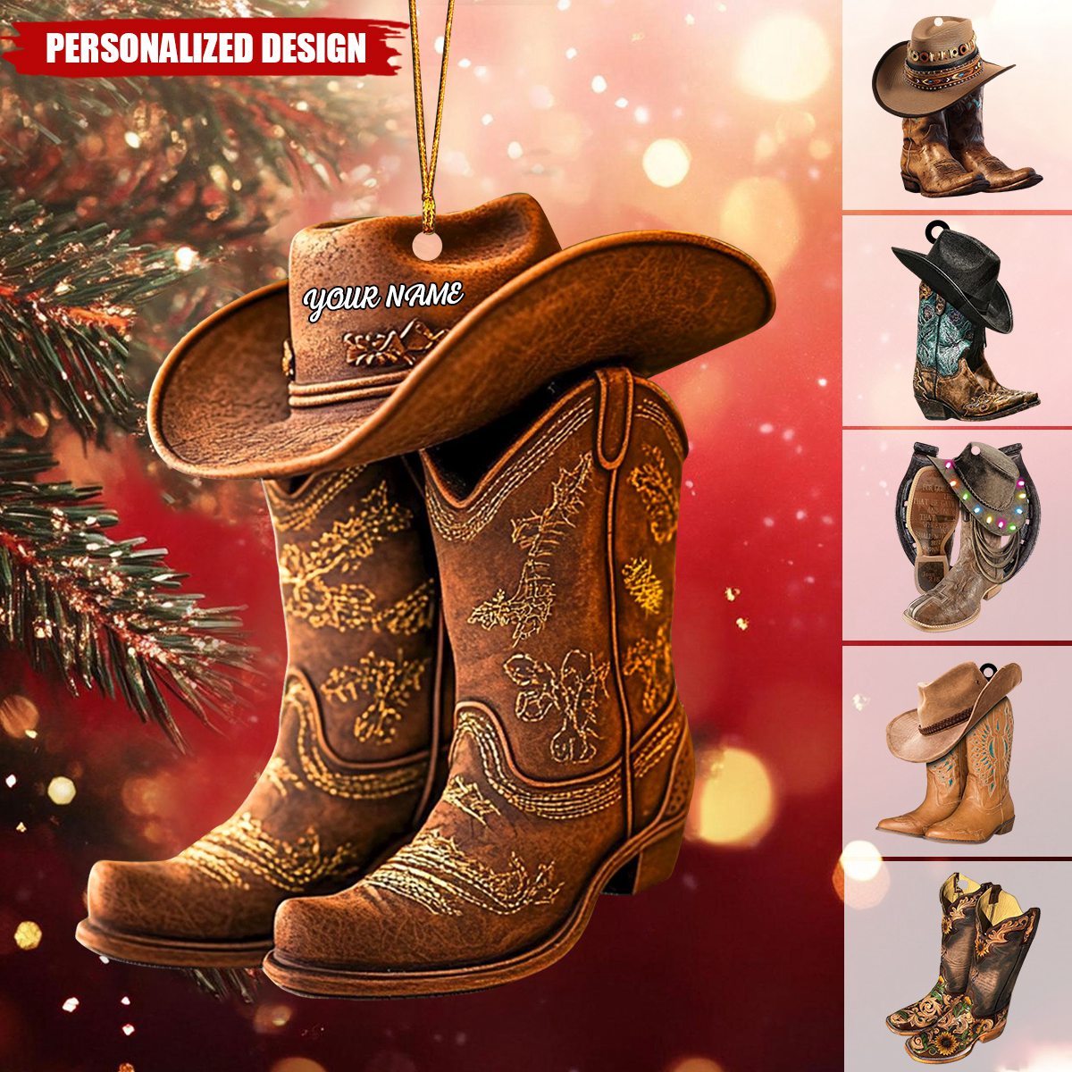 2024 New Release Personalized Boots And Hat Cowboy Christmas Ornament-Gifts For Horse Lover