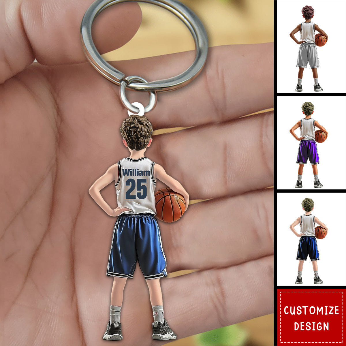 Personalized Kid Basketball Player Keychain - Gift For Basketball Lover