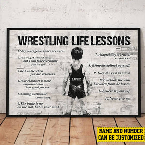 Personalized Wrestling Boy Life Lessons Poster - Gift For Young Wrestling Fans