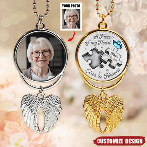 2024 New Release Custom Photo A Piece Of My Heart Lives In Heaven - Personalized Memorial Charm Angel Wings Ornament