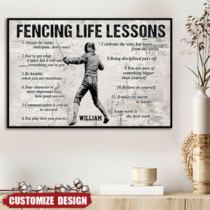 Personalized Fencing Life Lessons Poster-Gift For Fencing Lovers