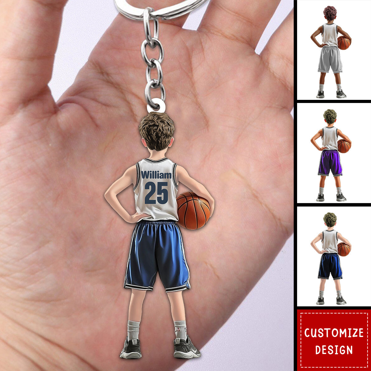 Personalized Kid Basketball Player Keychain - Gift For Basketball Lover