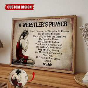 A Wrester's Prayer-Personalized Wrestling Poster-Gift For Husband,Boyfriend,Son