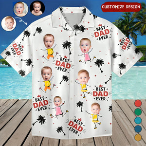 Custom Photo Best Dad Ever Coconut Palm - Personalized Hawaiian Shirt