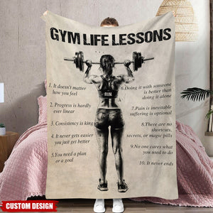 Gym Life Lessons-Personalized Gym Girl Blanket-Gift For Gym Lovers