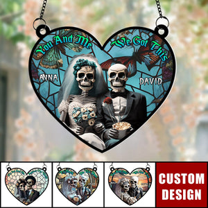 Til Death Do Us Part - Personalized Skull Couple Window Hanging Suncatcher