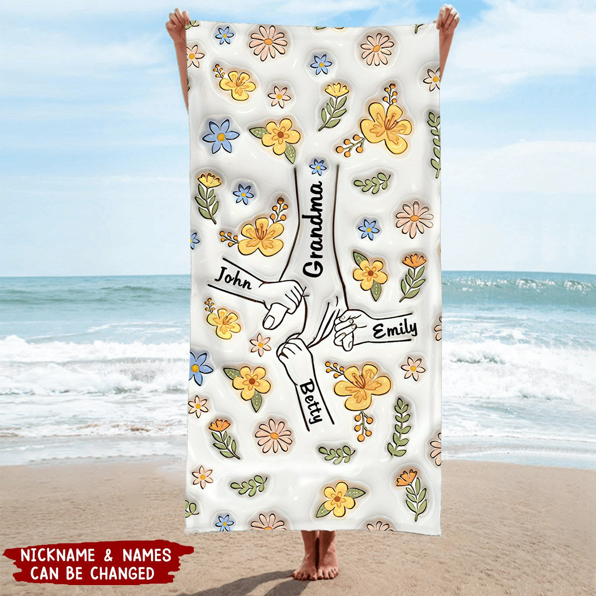 Wonderful Summer With Grandma - Family Personalized Custom Beach Towel - Summer Vacation Gift For Grandma