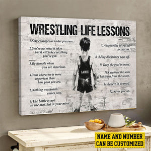 Personalized Wrestling Boy Life Lessons Poster - Gift For Young Wrestling Fans