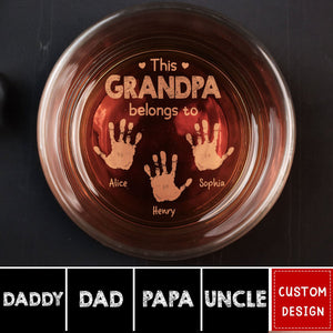 This Grandpa Belongs To - Personalized Whiskey Glass - Father's Day, Birthday Gift For Dad