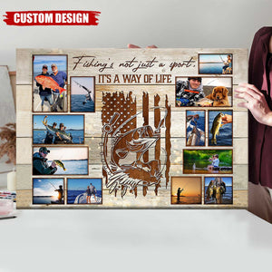 Personalized Fishing Photo Collage Poster, Gift For Fishing Lovers