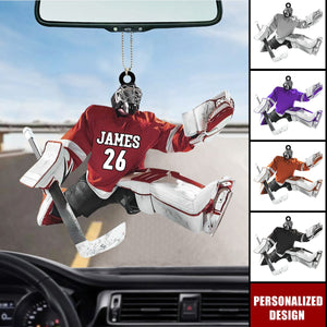 Personalized Hockey Player Acrylic Car Ornament - Gift For Hockey Lovers