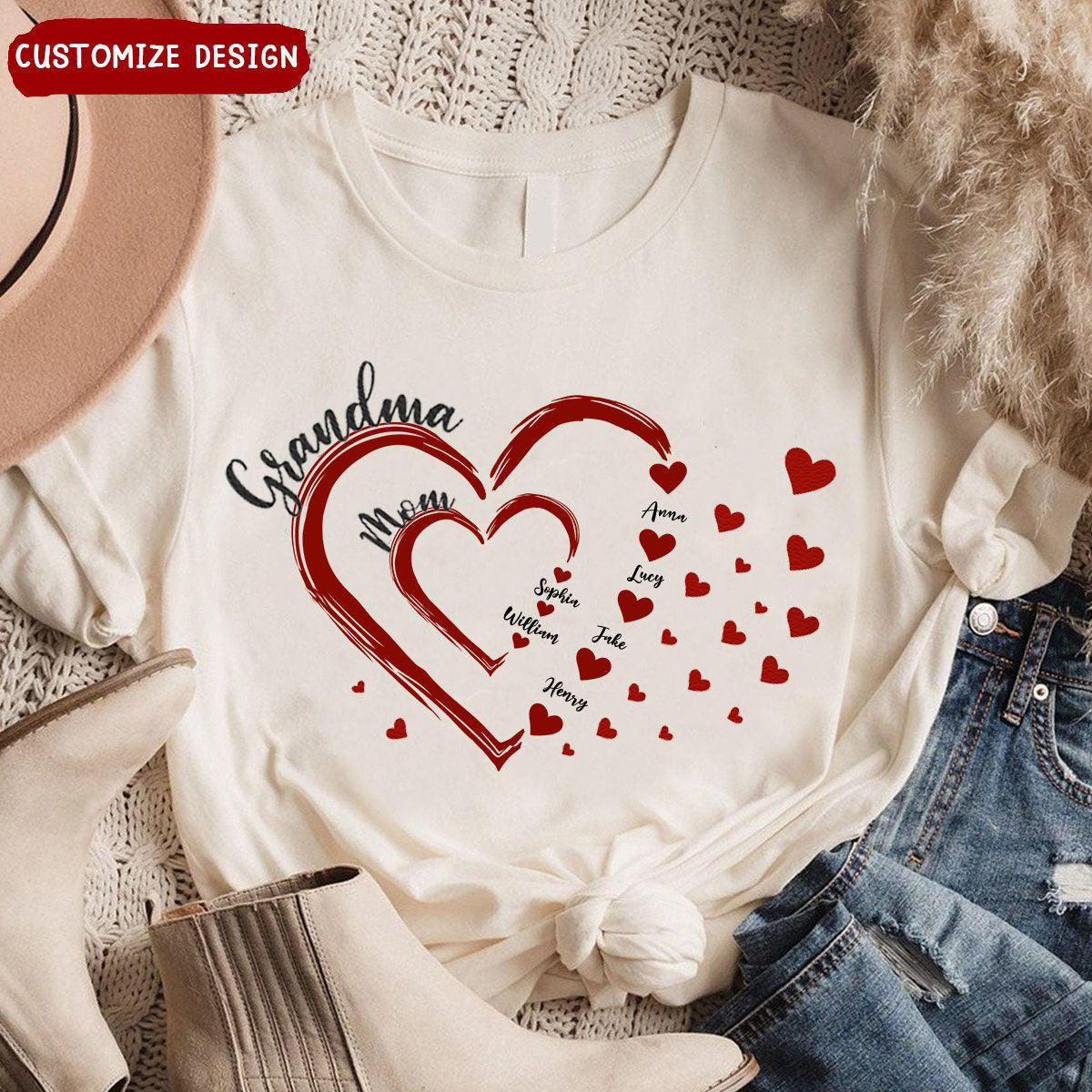 Mom's Grandma's Sweethearts Personalized Shirt - Gift For Mother, Grandmother