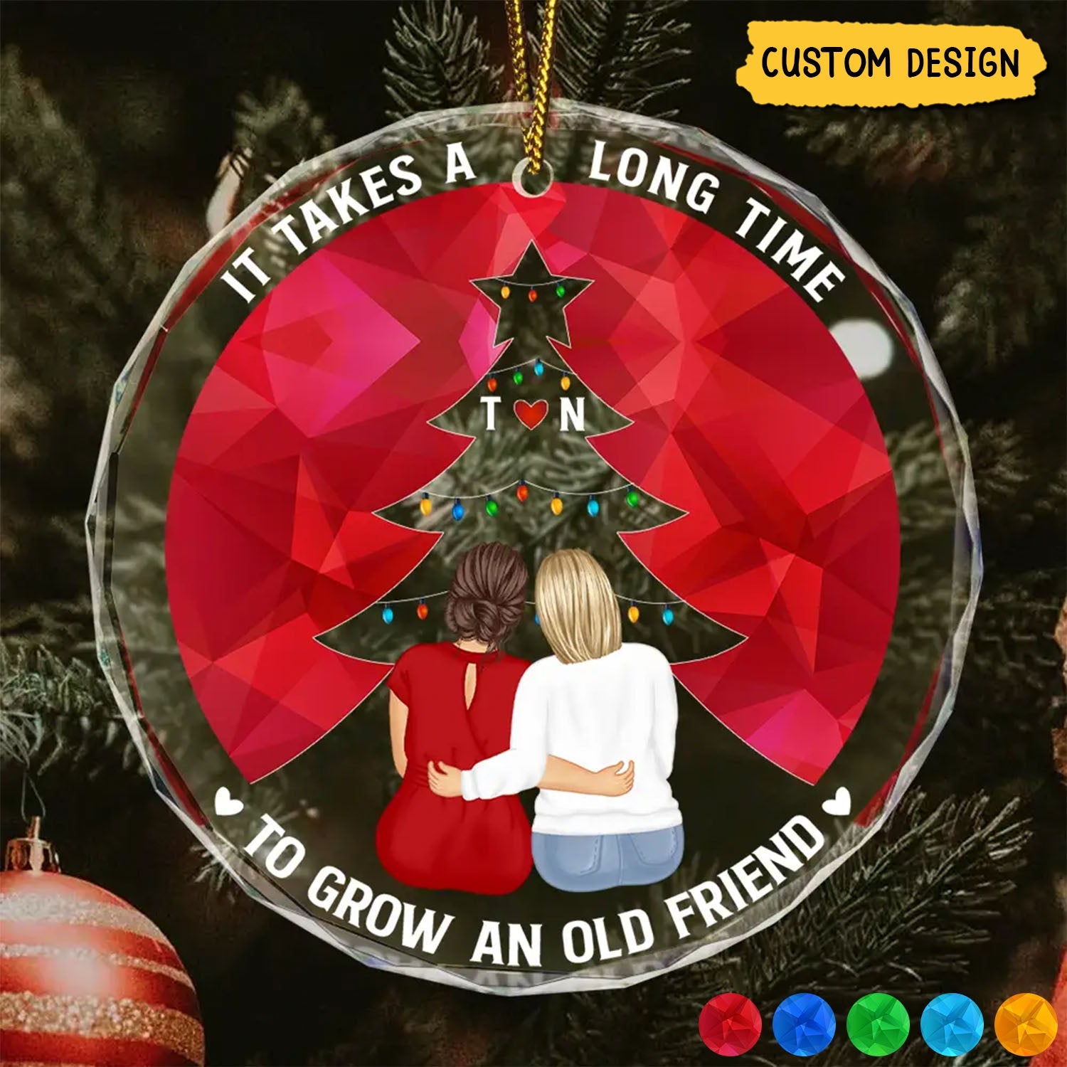 2024 New Release - Grow An Old Friend - Personalized Circle Glass Ornament