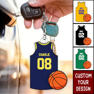 Basketball Jersey Personalized Acrylic Keychain, Gift For Son, Husband, Him