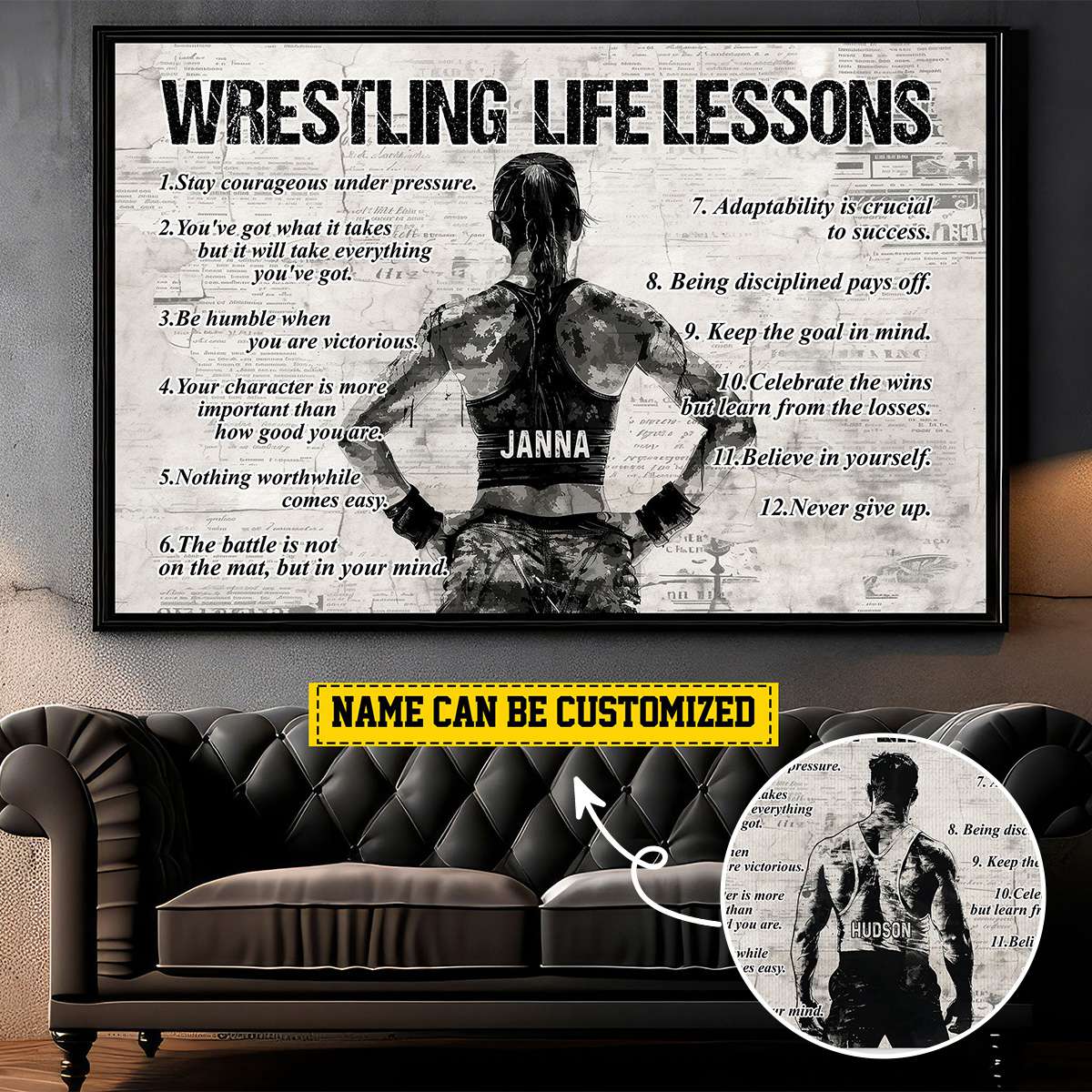 Personalized Wrestling Life Lessons Poster-Gift For Wrestling Lovers